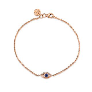 Blue Sapphire Angel Eye Bracelet Rose Gold 6.5"  by Logan Hollowell Jewelry