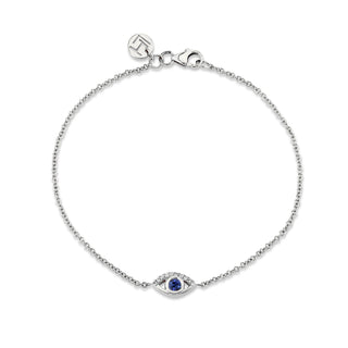 Blue Sapphire Angel Eye Bracelet White Gold 6.5"  by Logan Hollowell Jewelry