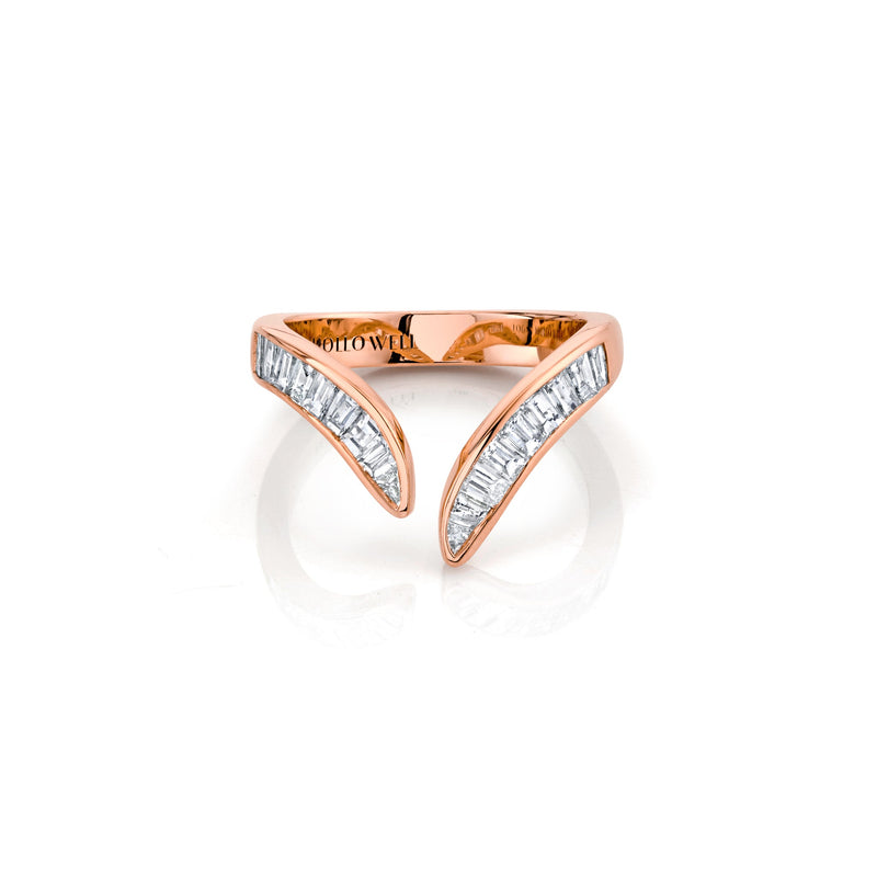 Baguette Diamond Tusk Ring Rose Gold 3  by Logan Hollowell Jewelry