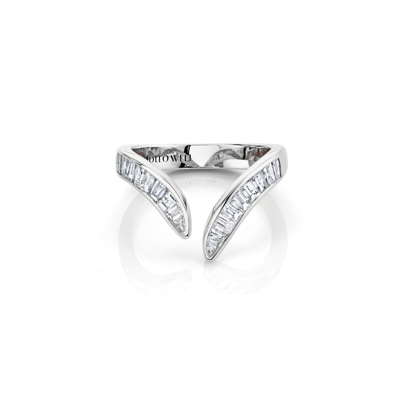 Baguette Diamond Tusk Ring White Gold 3  by Logan Hollowell Jewelry
