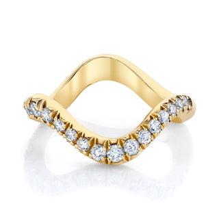 French Pave Graduated Diamond Wave Ring | Ready to Ship Yellow Gold 6  by Logan Hollowell Jewelry