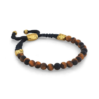 LH x JA Akasha Brown Tiger's Eye Mala Bead Brass Bracelet Brass   by Logan Hollowell Jewelry