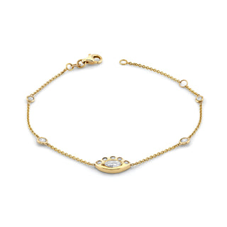 5 Diamond Orbit Bezel Bracelet with Angel Eye Diamond Center | Ready to Ship Yellow Gold   by Logan Hollowell Jewelry