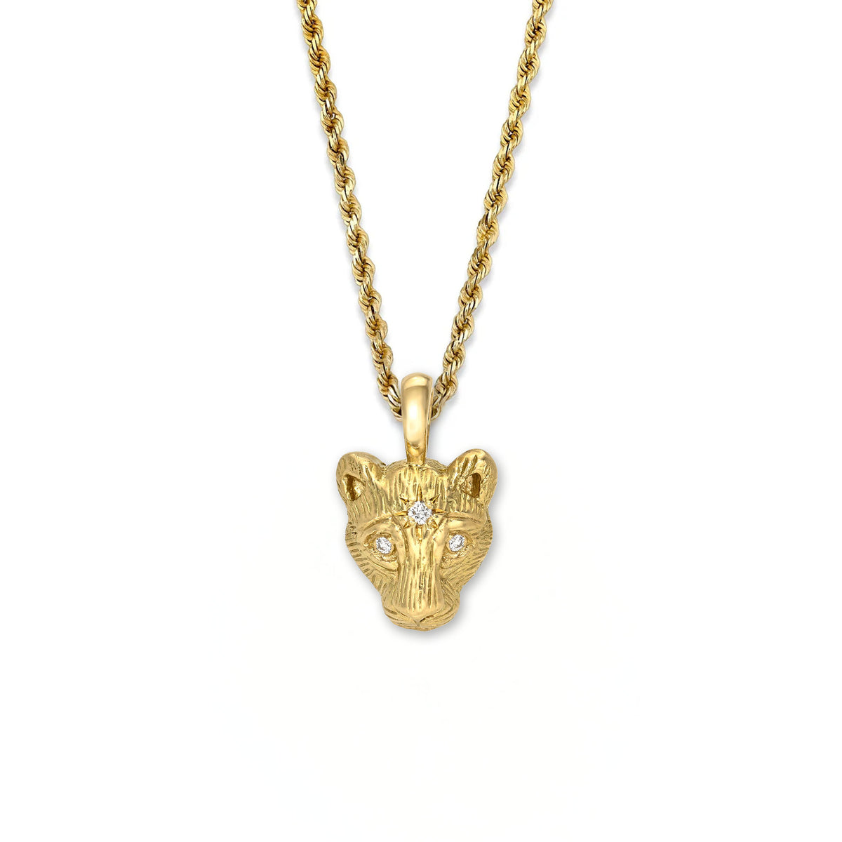 Lioness Necklace Yellow Gold Pendant Only by Logan Hollowell Jewelry