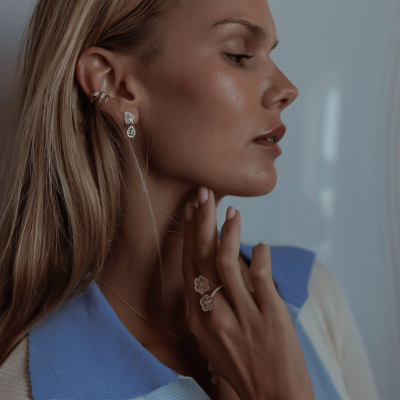 Eau De Rose Cut Mushroom Studs    by Logan Hollowell Jewelry