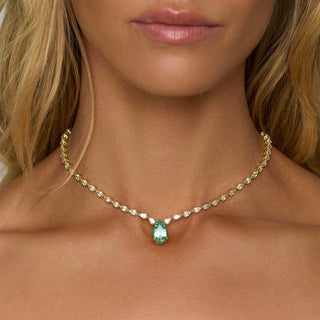 Water Drop Paraiba & Diamond Necklace by Logan Hollowell Jewelry