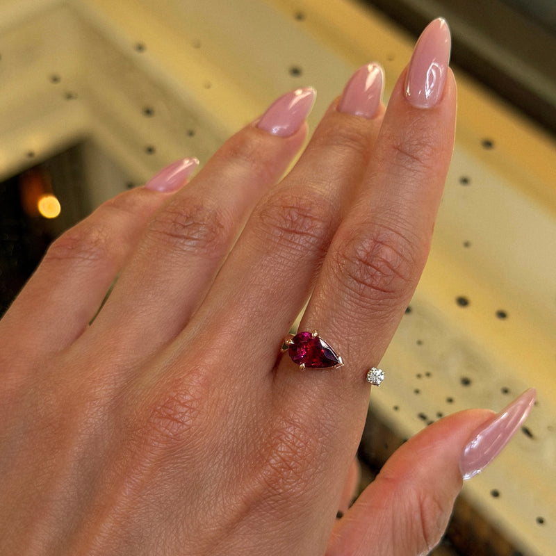 Rose Rubellite and Diamond Nexus Ring
