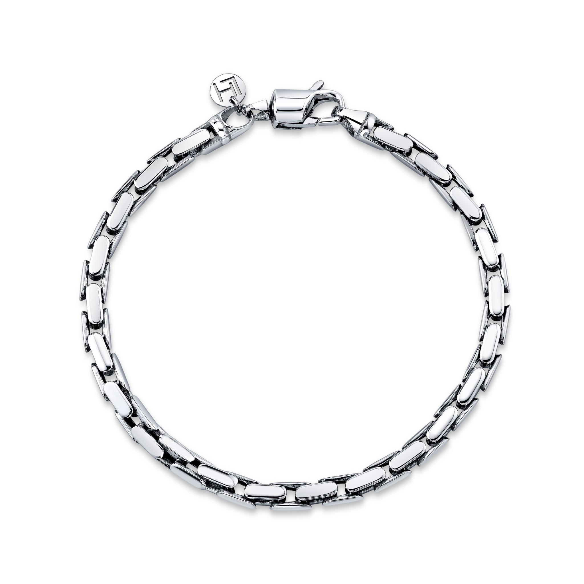 Men's Hollow Chain Bracelet | Ready to Ship White Gold 8" by Logan Hollowell Jewelry