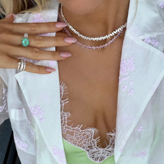 Dancing Marquise Pink Sapphire Necklace by Logan Hollowell Jewelry
