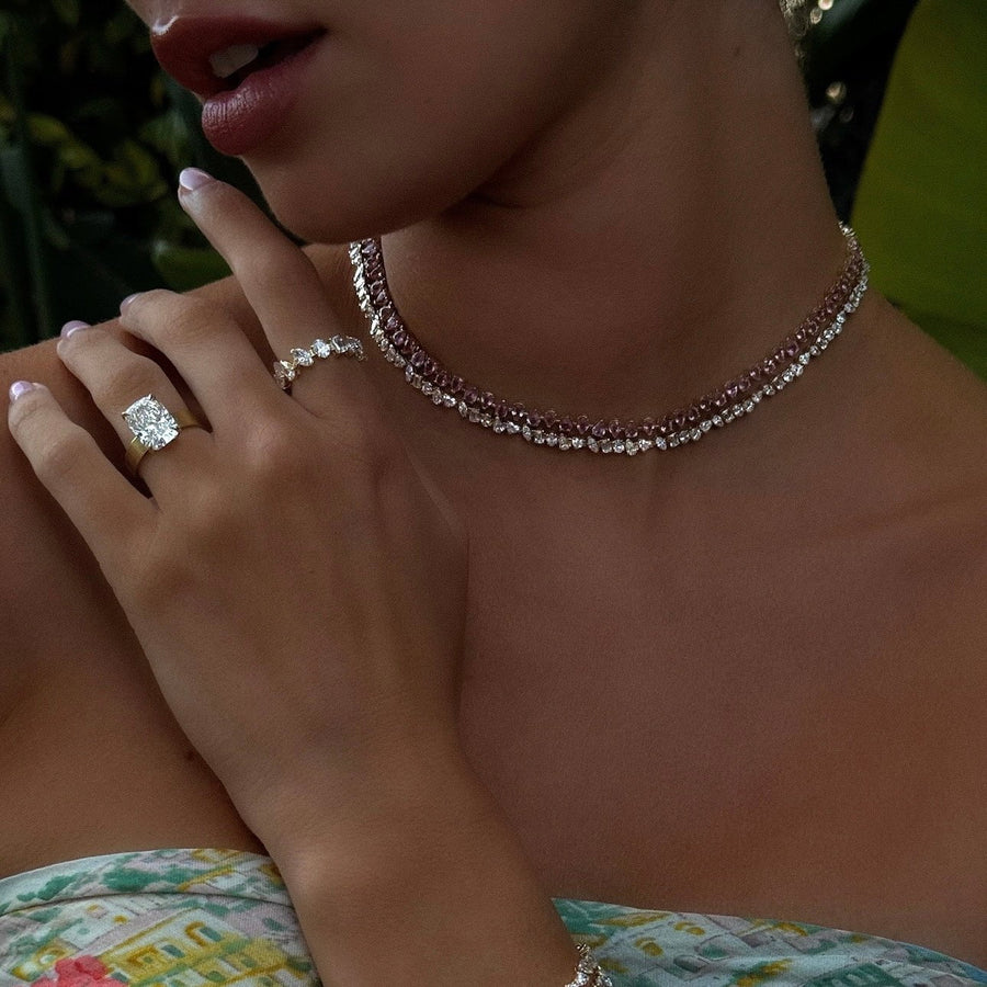 14k Petite Fortuna Diamond Tennis Necklace by Logan Hollowell Jewelry