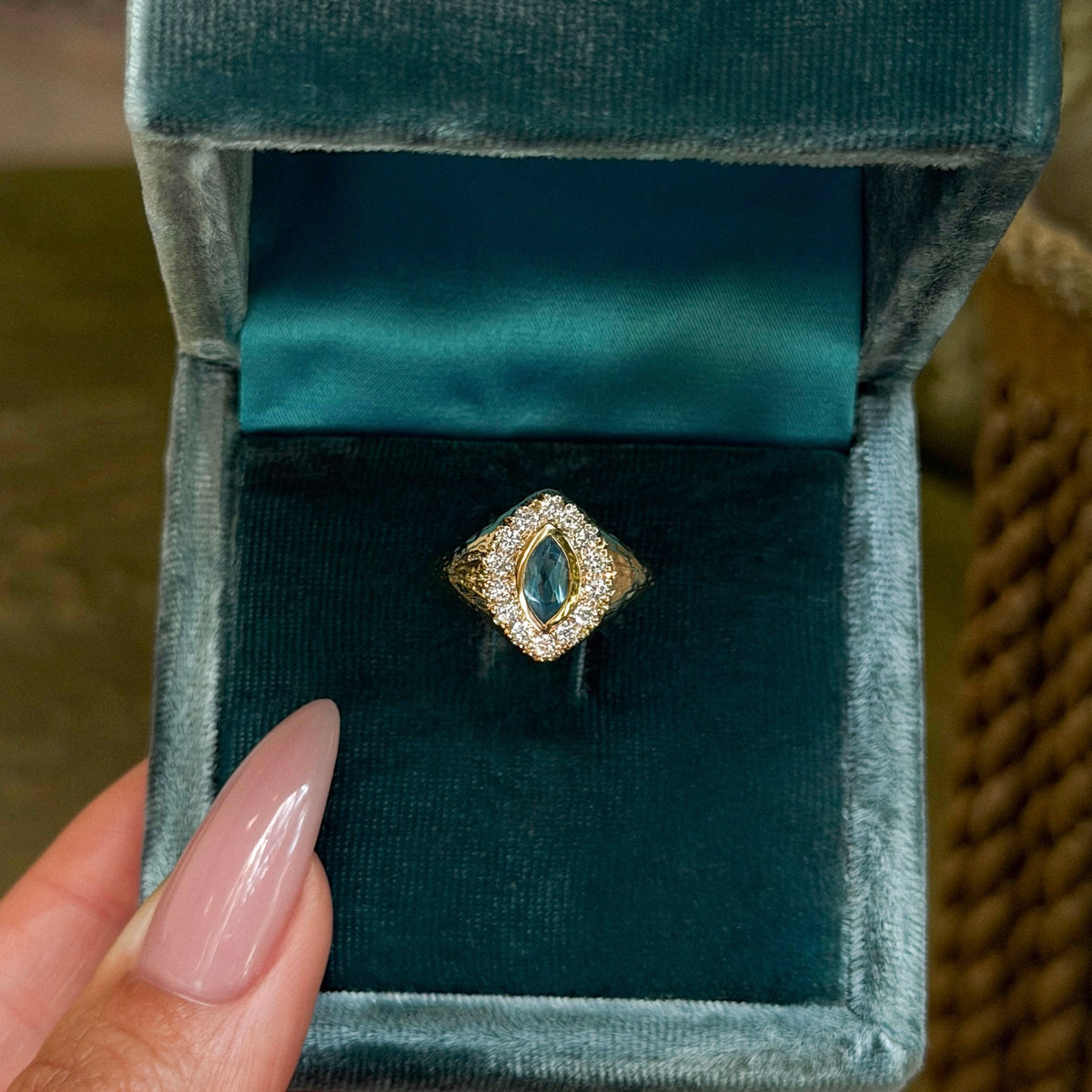 Seafoam Queen Signet Aquamarine Ring by Logan Hollowell Jewelry