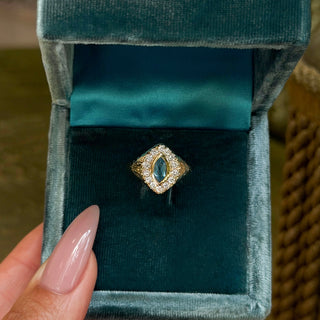 Seafoam Queen Signet Aquamarine Ring by Logan Hollowell Jewelry