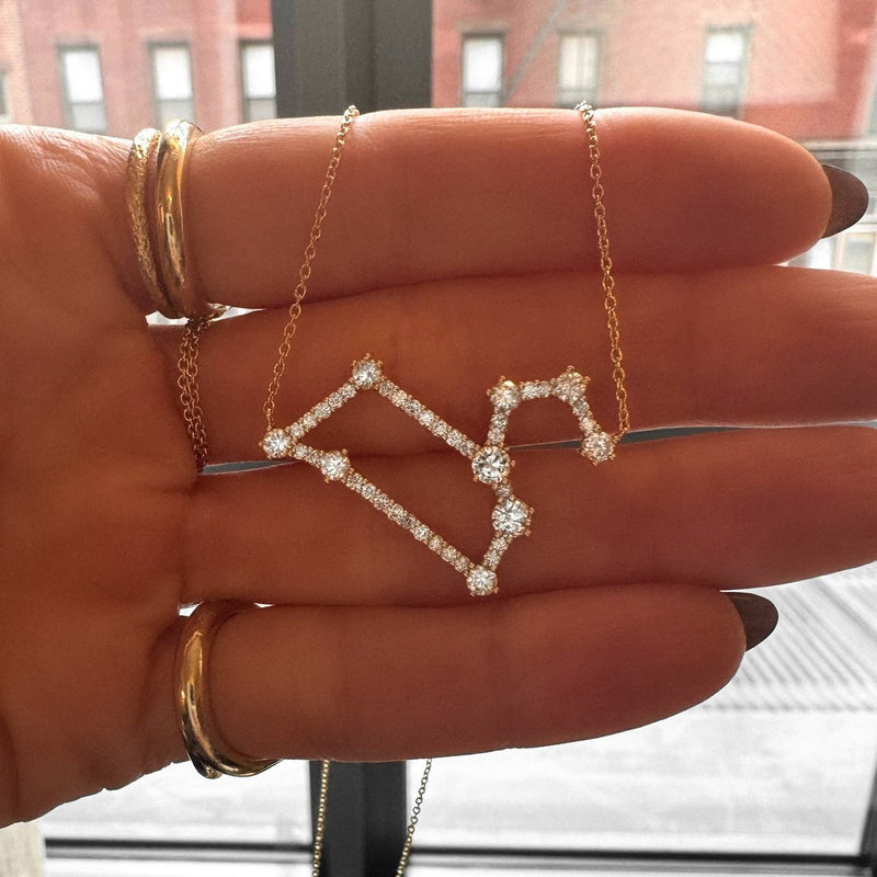 Diamond Pavé Leo Constellation Necklace by Logan Hollowell Jewelry
