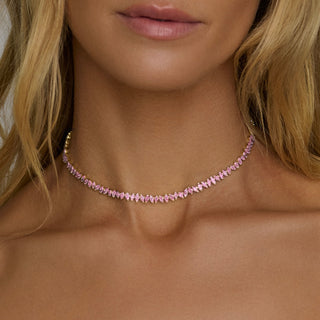 Dancing Marquise Pink Sapphire Necklace