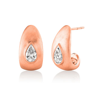 Medium Tusk Earrings with Water Drop Diamond Rose Gold   by Logan Hollowell Jewelry