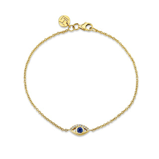 Blue Sapphire Angel Eye Bracelet Yellow Gold 6.5"  by Logan Hollowell Jewelry