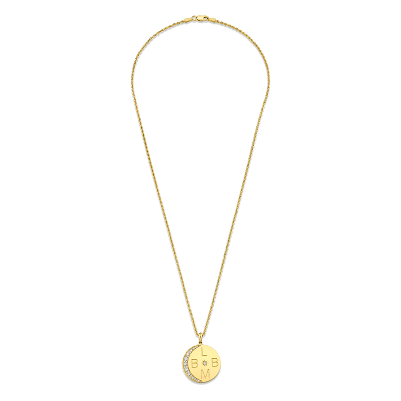 Classic 4 Initial "Love You To The Moon" Necklace with Star Set Diamond | Ready to Ship by Logan Hollowell Jewelry