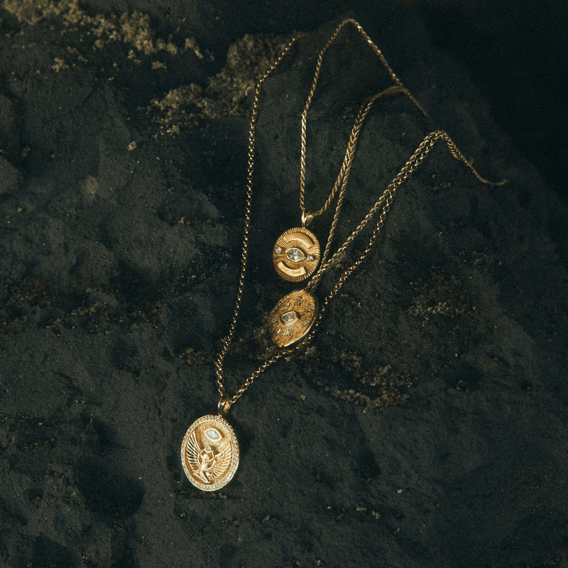 Isis Diamond Pavé Halo Coin Pendant | Ready to Ship by Logan Hollowell Jewelry