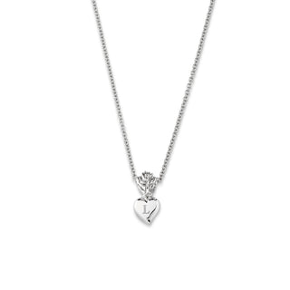 Burning Heart Necklace with Custom Letter Engraving White Gold   by Logan Hollowell Jewelry