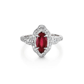 Baby Queen Marquise Ruby Ring White Gold 3  by Logan Hollowell Jewelry