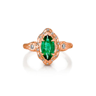 Baby Queen Marquise Emerald Ring Rose Gold 3  by Logan Hollowell Jewelry