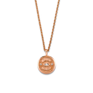 Mini Call On Your Angels Diamond Angel Eye Coin Pendant Necklace Rose Gold   by Logan Hollowell Jewelry