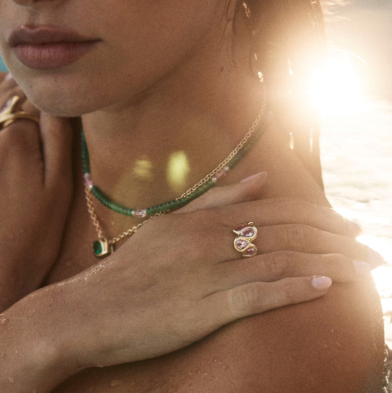 Enigma Morganite Reverse Water Drop Ring by Logan Hollowell Jewelry
