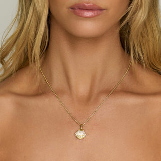 Baby Diamond & Pearl Shell Pendant by Logan Hollowell Jewelry