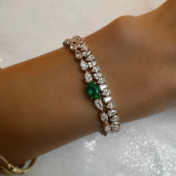 Diamond Line Reverse Water Drop Bracelet 18K by Logan Hollowell Jewelry