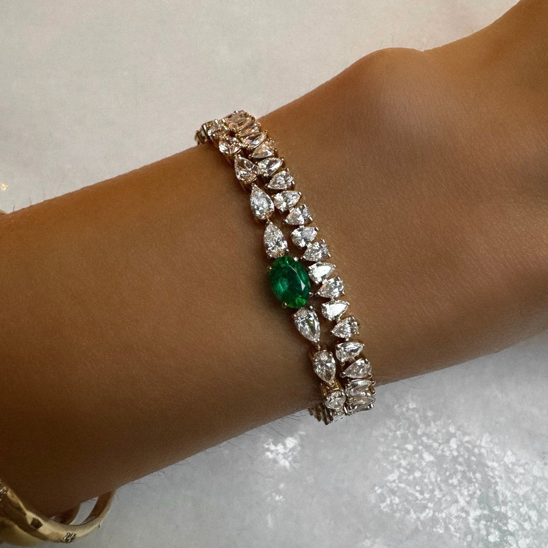 Diamond Line Reverse Water Drop Bracelet 18K by Logan Hollowell Jewelry