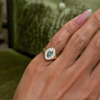 Seafoam Queen Signet Aquamarine Ring by Logan Hollowell Jewelry