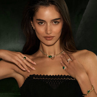 Cabochon Emerald Cuban Choker by Logan Hollowell Jewelry