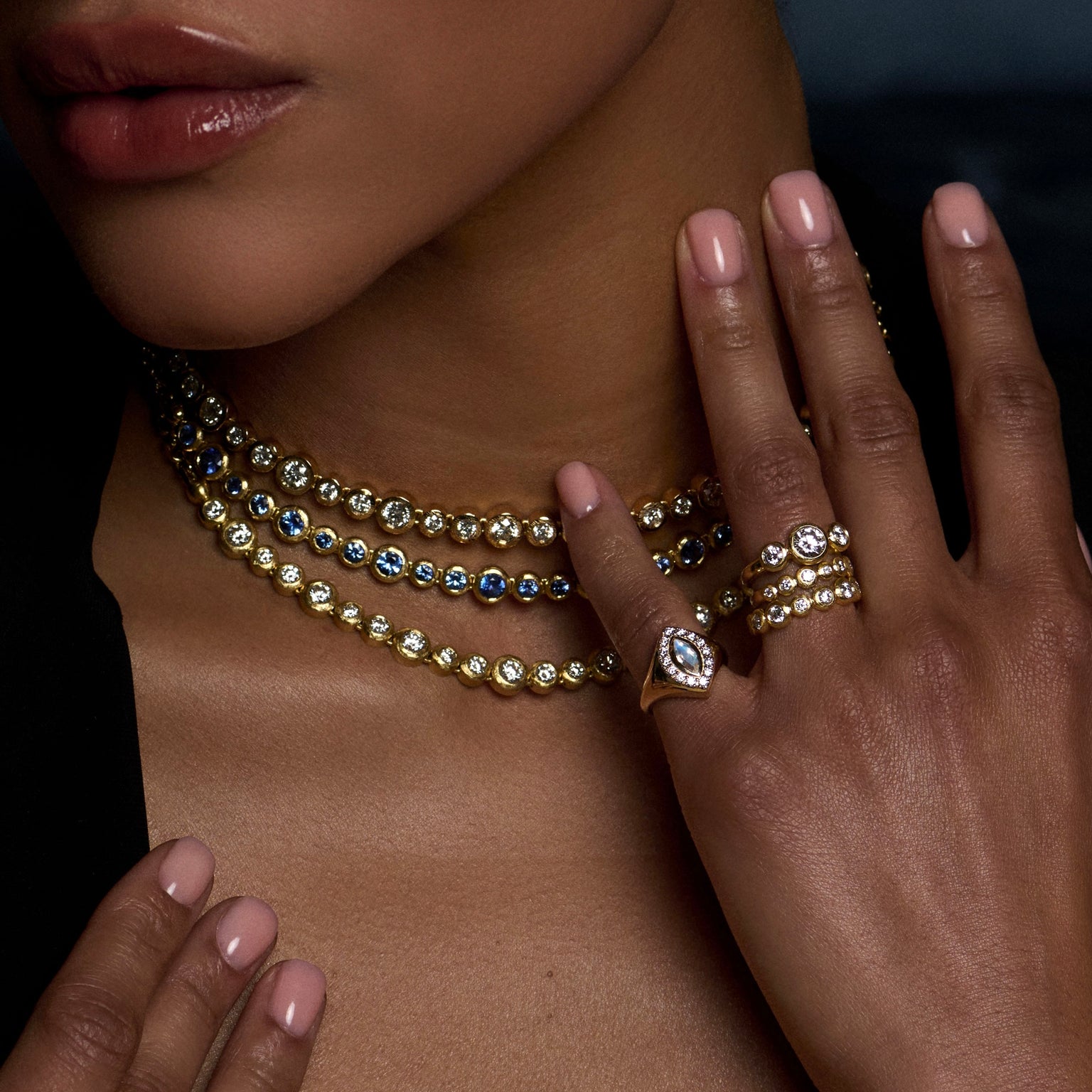 Diamond Bubble Trinity Ring by Logan Hollowell Jewelry