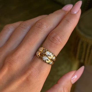 Pavé Star Set Rounded Ring by Logan Hollowell Jewelry