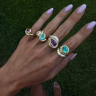 Enigma Paraiba and Diamond Toi et Moi Ring