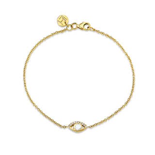 Moonstone Angel Eye Bracelet Yellow Gold 6.5"  by Logan Hollowell Jewelry