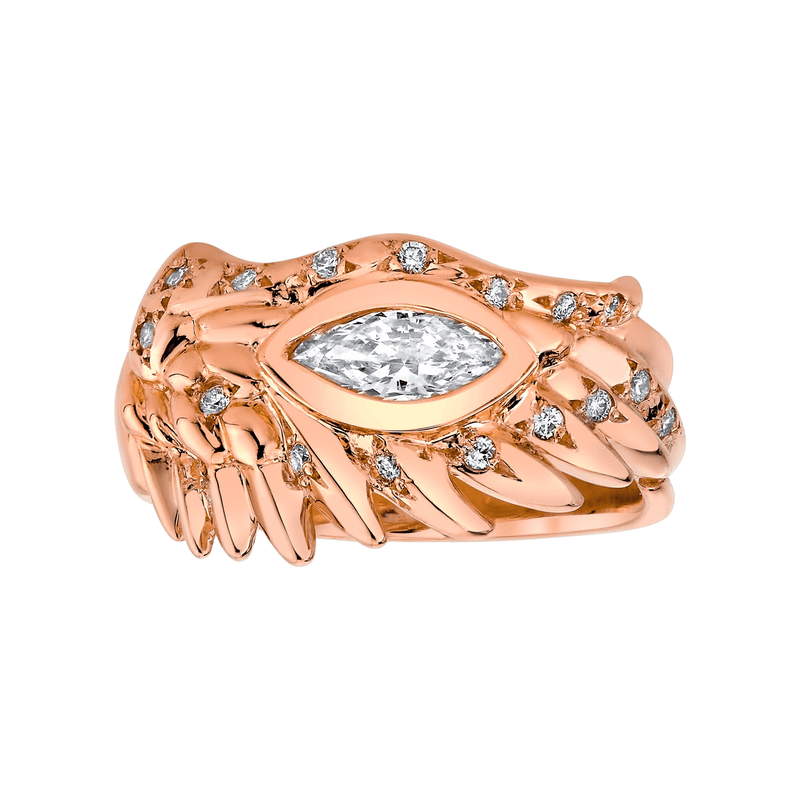 Angel Eye Sprinkled Diamond Wing Ring | Ready to Ship by Logan Hollowell Jewelry