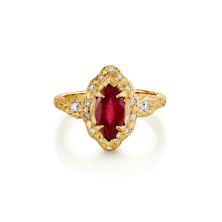 Baby Queen Marquise Ruby Ring Yellow Gold 3  by Logan Hollowell Jewelry