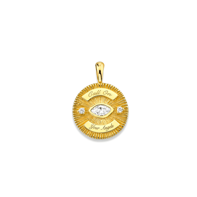 Call On Your Angels Diamond Angel Eye Coin Necklace Yellow Gold Pendant Only by Logan Hollowell Jewelry