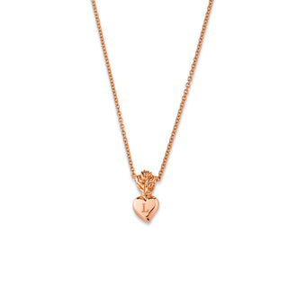 Burning Heart Necklace with Custom Letter Engraving Rose Gold   by Logan Hollowell Jewelry