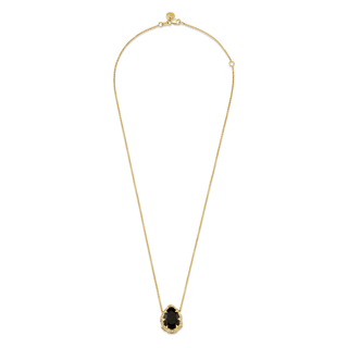 Queen Water Drop Onyx Necklace with Full Pave Halo    by Logan Hollowell Jewelry