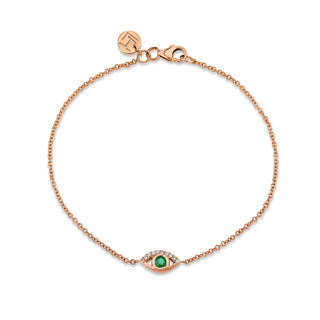 Emerald Angel Eye Bracelet Rose Gold 6.5"  by Logan Hollowell Jewelry