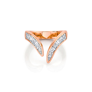 Baguette Diamond Tusk Ring Rose Gold 3.0  by Logan Hollowell Jewelry