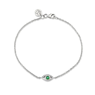 Emerald Angel Eye Bracelet White Gold 6.5"  by Logan Hollowell Jewelry