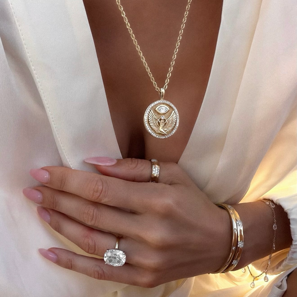 Isis Diamond Pavé Halo Coin Pendant
