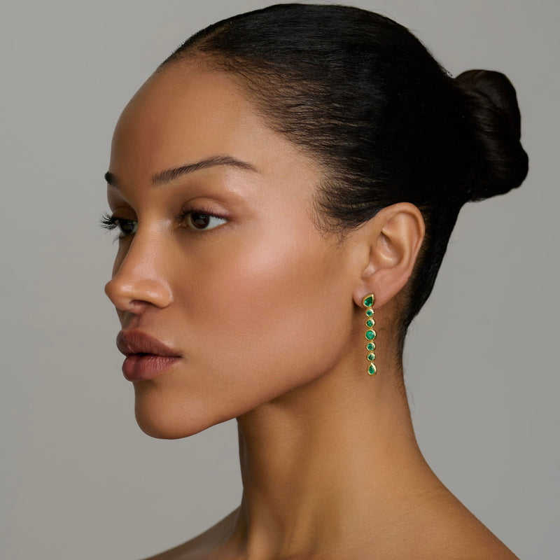 Emerald Pear Bubble Drop Earrings by Logan Hollowell Jewelry