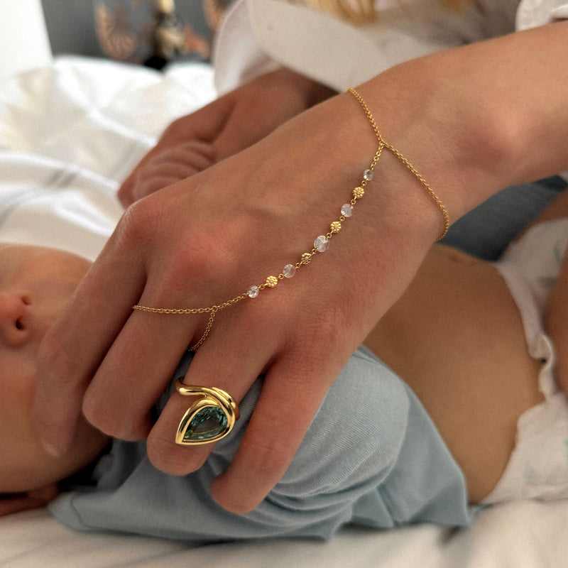 Rose Cut Daisy Hand Chain by Logan Hollowell Jewelry