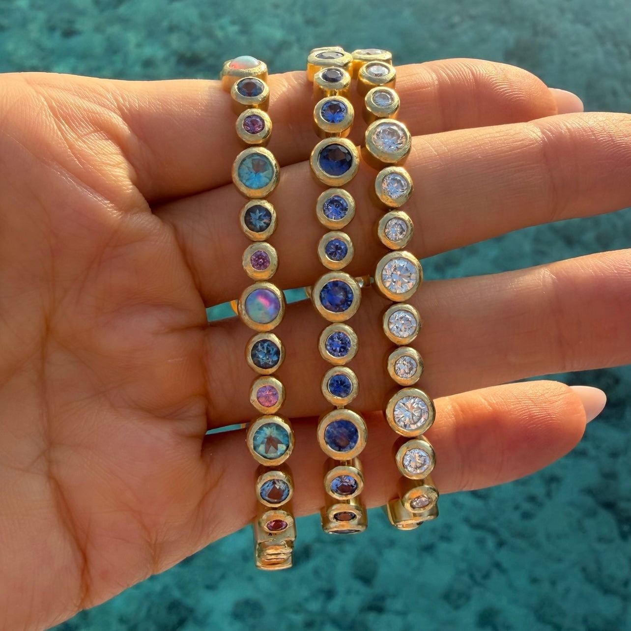 Blue Sapphire Bubble Bracelet by Logan Hollowell Jewelry