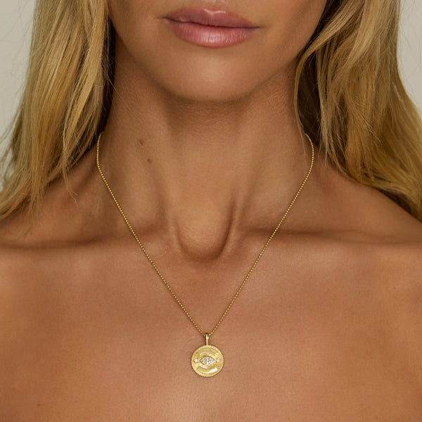 Call On Your Angels Diamond Angel Eye Coin Necklace by Logan Hollowell Jewelry