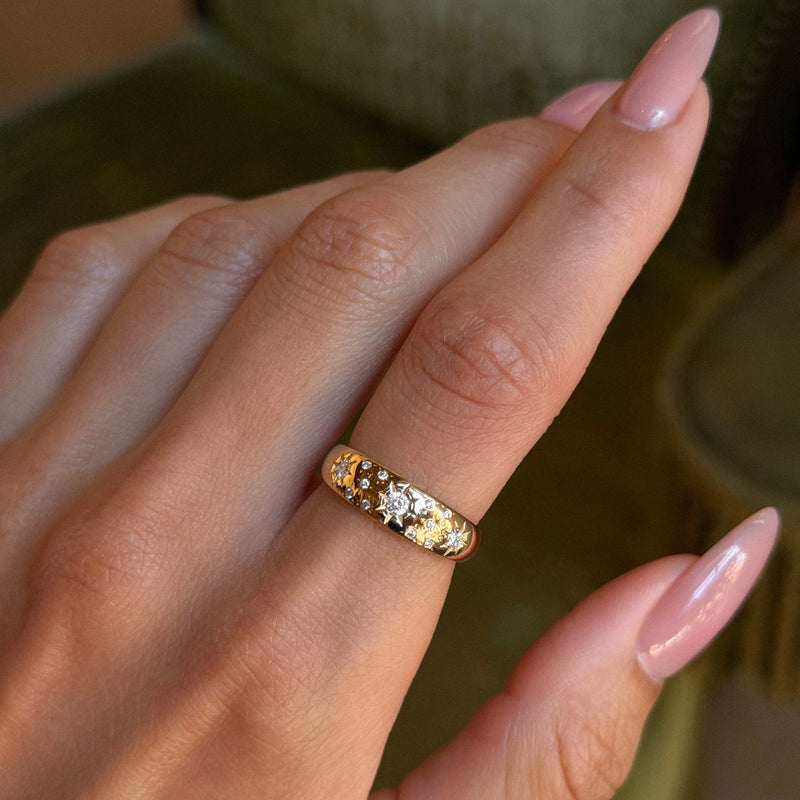 Pavé Star Set Rounded Ring by Logan Hollowell Jewelry